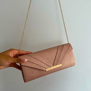 Glittery Champagne and Gold Clutch Bag